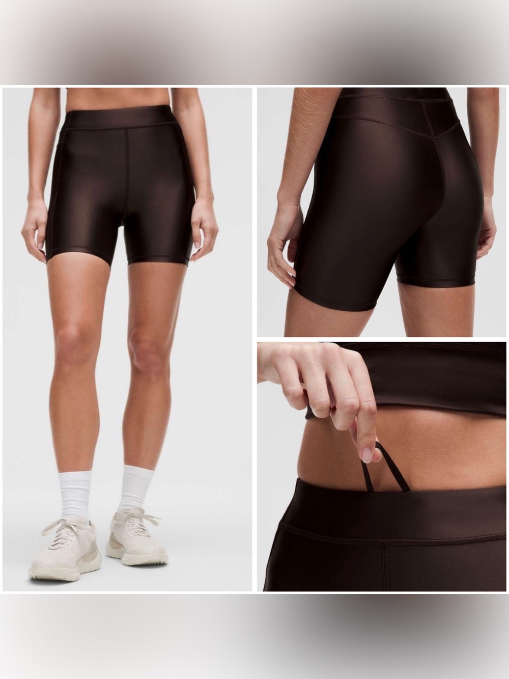 Lululemon Women’s Black Satin Shine High-Rise Short 6" Size 12 NEW!